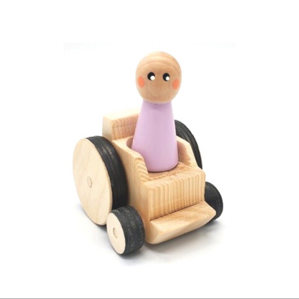 Handmade Wooden Wheelchair with Peg Doll Toy